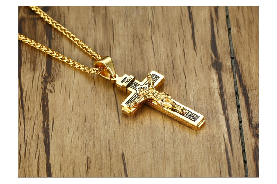 Colar Jesus Cristo na Cruz em Aço - REF1547 - PIME.pt