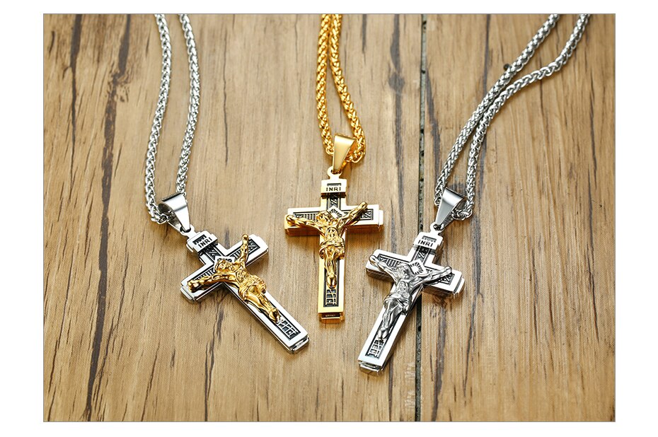 Colar Jesus Cristo na Cruz em Aço - REF1547 - PIME.pt