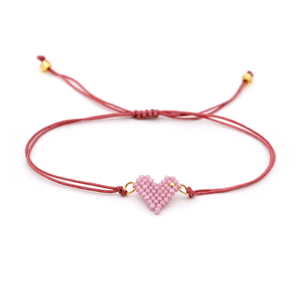 Pulseira Ajustável Coração Rosa -REF1530 - PIME.pt