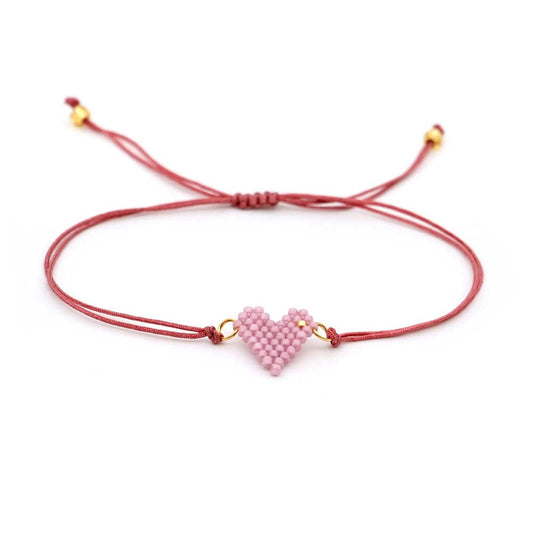 Pulseira Ajustável Coração Rosa -REF1530 - PIME.pt