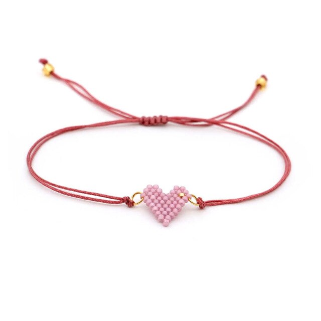 Pulseira Ajustável Coração Rosa -REF1530 - PIME.pt