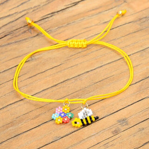 Pulseira Ajustável Abelha e Flor Colorida - REF1524 - PIME.pt