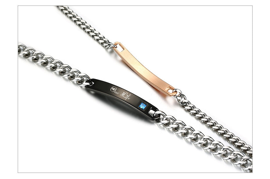 Pulseira para Namorados - One Life/One Love (Uma vida/Um amor) - em Aço - REF1073 - PIME.pt