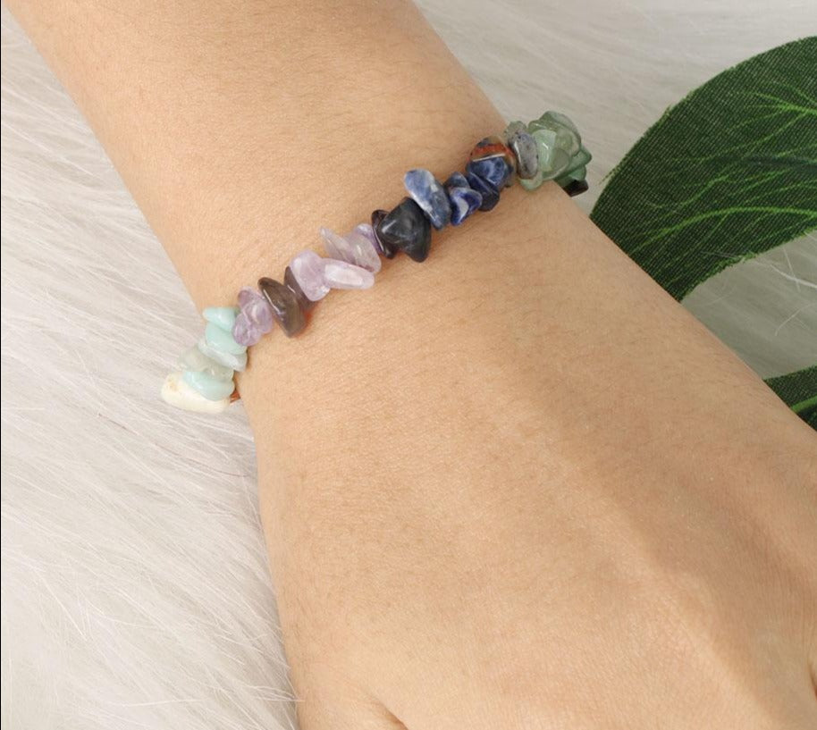 Pulseira com Pedras Naturais Lascadas 7 Chakras - REF1007