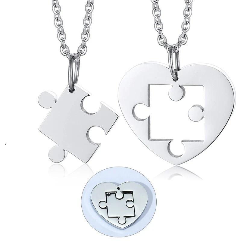 2 Colares para Namorados ou Casais - Puzzle - em Aço - REF1083 - PIME.pt