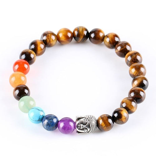 Pulseira Olho de Tigre e Pedras 7 Chakras - REF1055 - PIME.pt