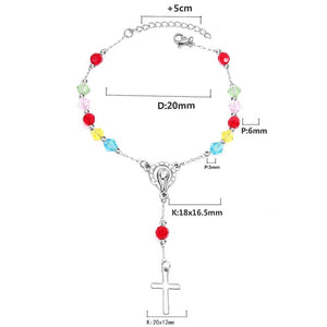 Pulseira Contas do Rosário (Terço) com Cruz Pendente em Aço - REF1503 - PIME.pt