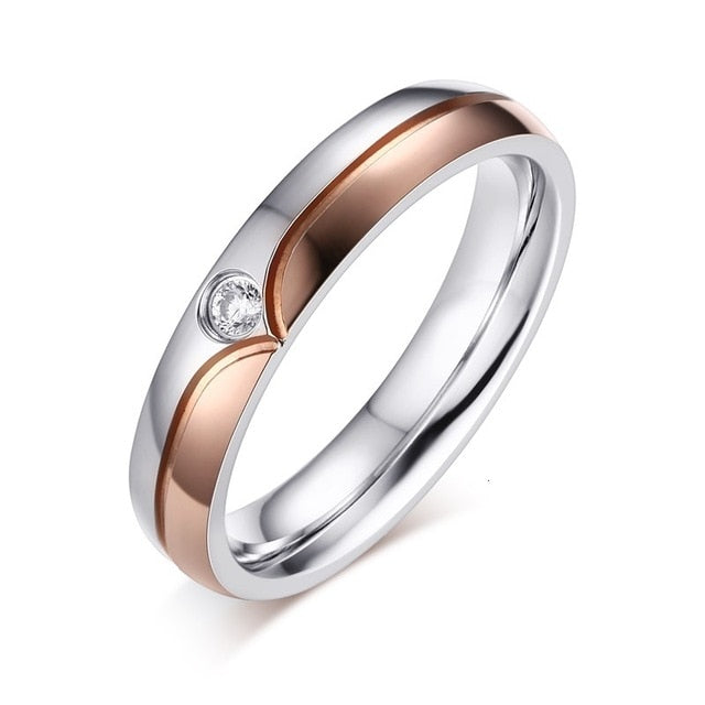 Aliança Prateada com Rebordo Preto (6mm) ou Rebordo Dourado Rosa (4mm) em Aço - REF00011 - PIME.pt