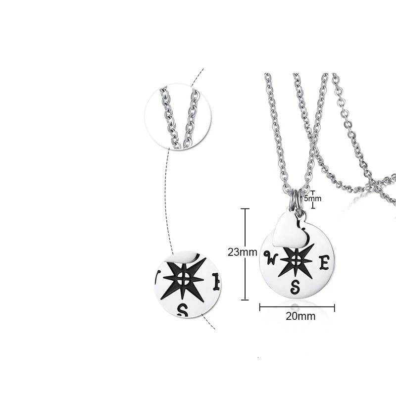 Colar Medalha Bússola/Rosa dos Ventos e Coração em Aço - REF1087 - PIME.pt