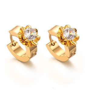 Brincos Flor em Cristal em Aço - REF1179 - PIME.pt