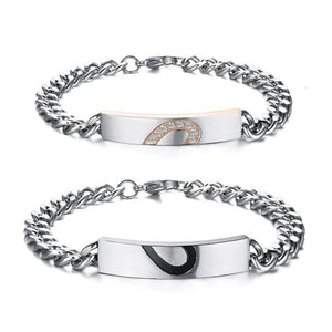 Pulseira para Namorados ou Casais - Um Coração para Dois - em Aço - REF1066 - PIME.pt