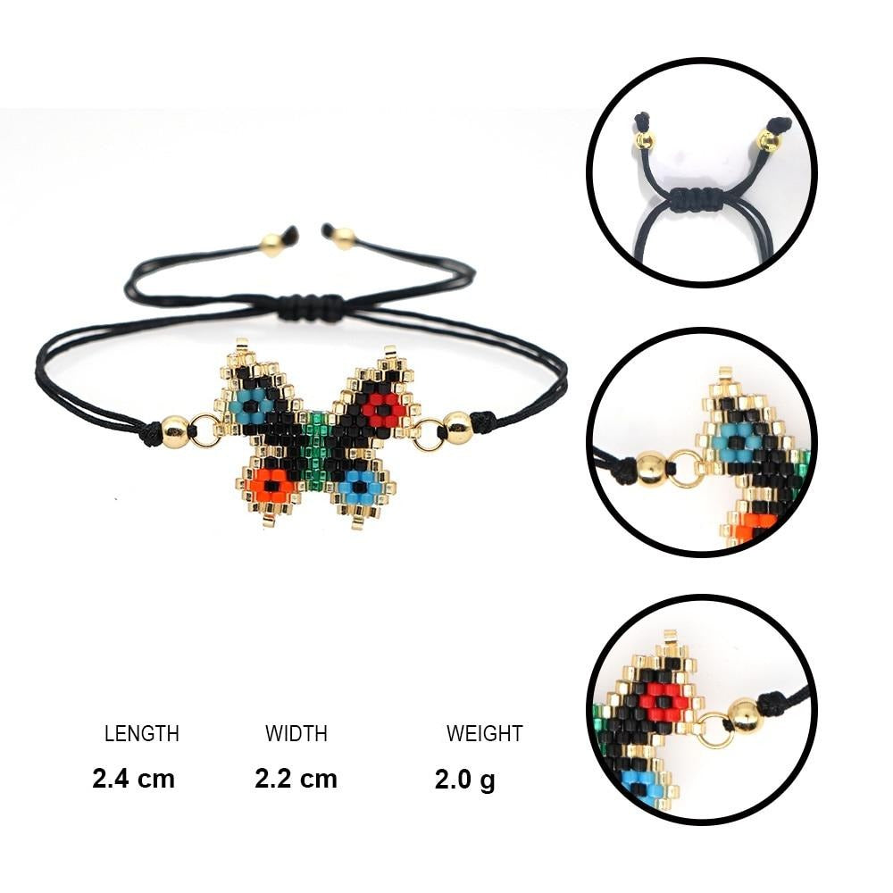 Pulseira Ajustável Borboleta com Missangas - REF1514 - PIME.pt