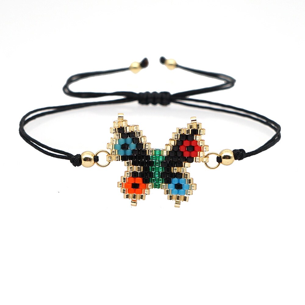 Pulseira Ajustável Borboleta com Missangas - REF1514 - PIME.pt