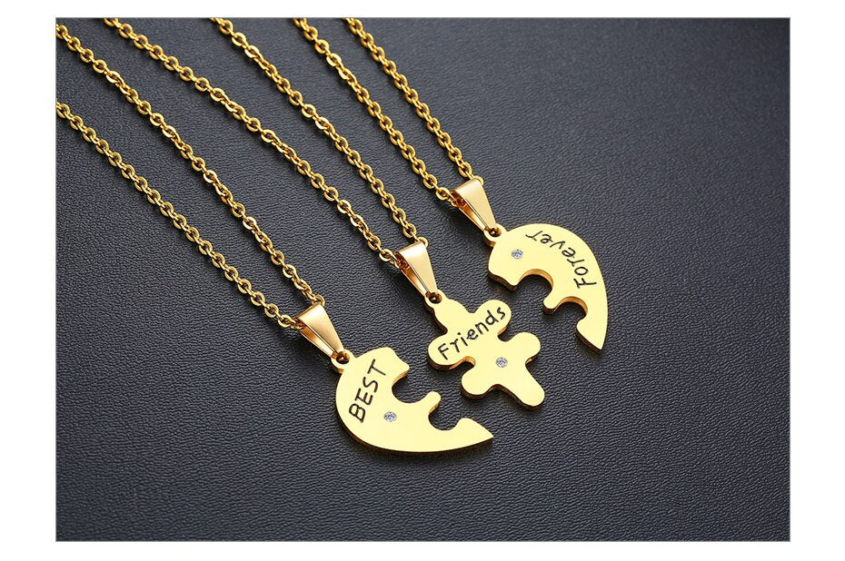 Três Colares Coração Puzzle para Melhores Amigos em Aço - REF1536 - PIME.pt