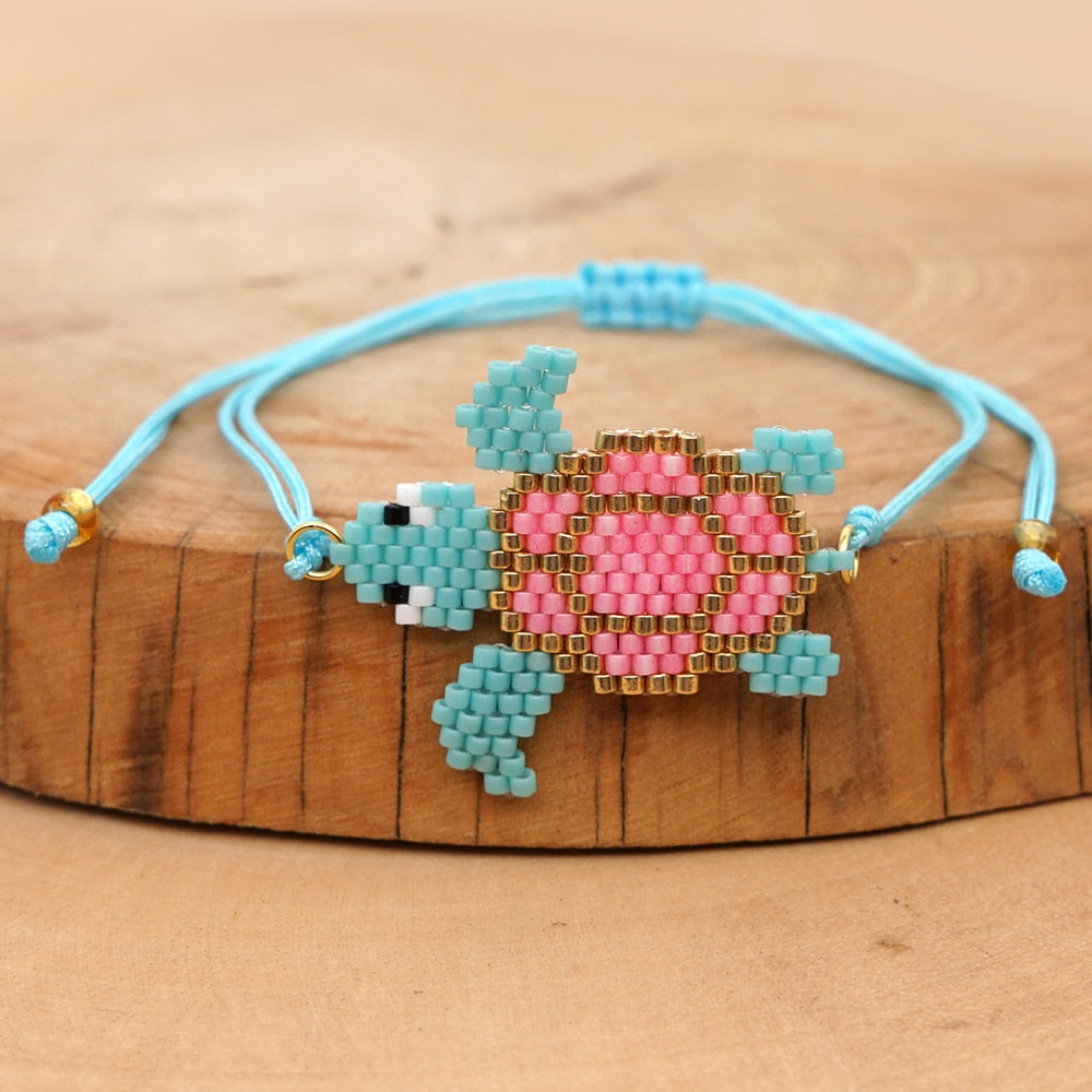 Pulseira Ajustável Tartaruga com Missangas - REF1515 - PIME.pt