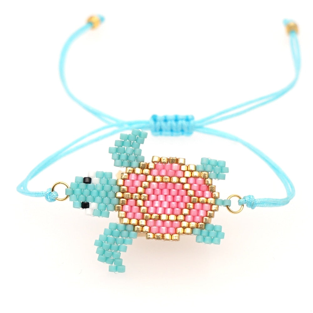 Pulseira Ajustável Tartaruga com Missangas - REF1515 - PIME.pt