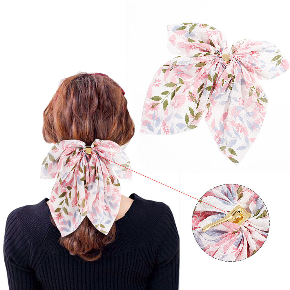 Elástico para Cabelo com Laço Suave - Padrão Flores e Folhas - REF1372 - PIME.pt