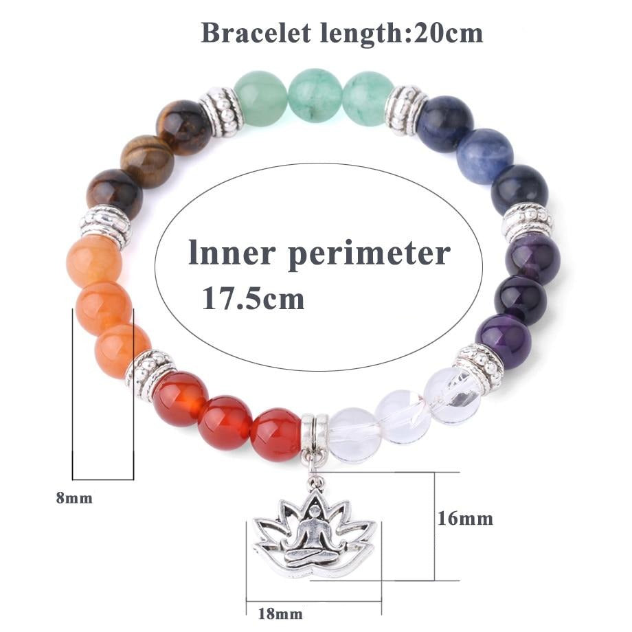 Pulseira 7 Chakras com Flor de Lótus - Meditação - REF1828