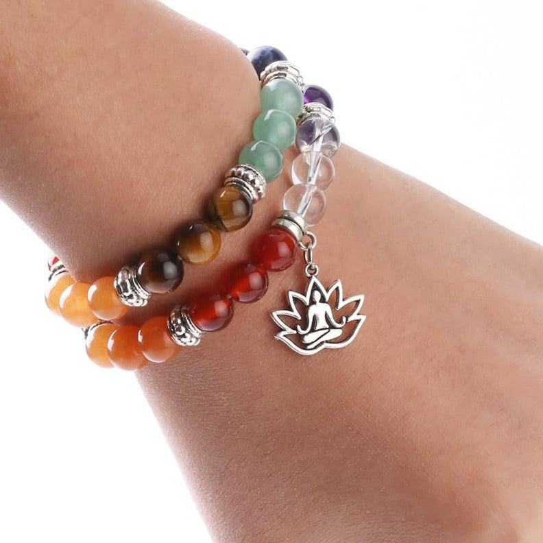 Pulseira 7 Chakras com Flor de Lótus - Meditação - REF1828
