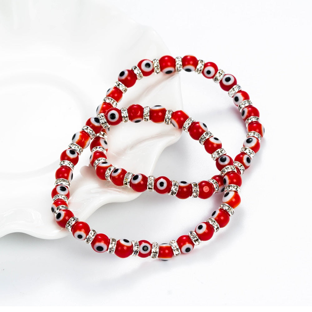 Pulseira Olho Grego - Vermelho, Branco e Preto - REF1607 - PIME.pt