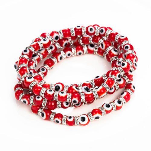 Pulseira Olho Grego - Vermelho, Branco e Preto - REF1607 - PIME.pt