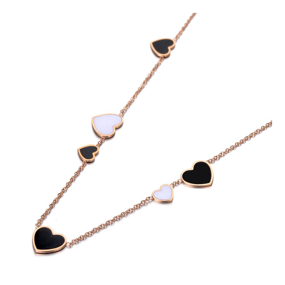 Colar Corações a Preto e Branco em Aço - REF1569 - PIME.pt