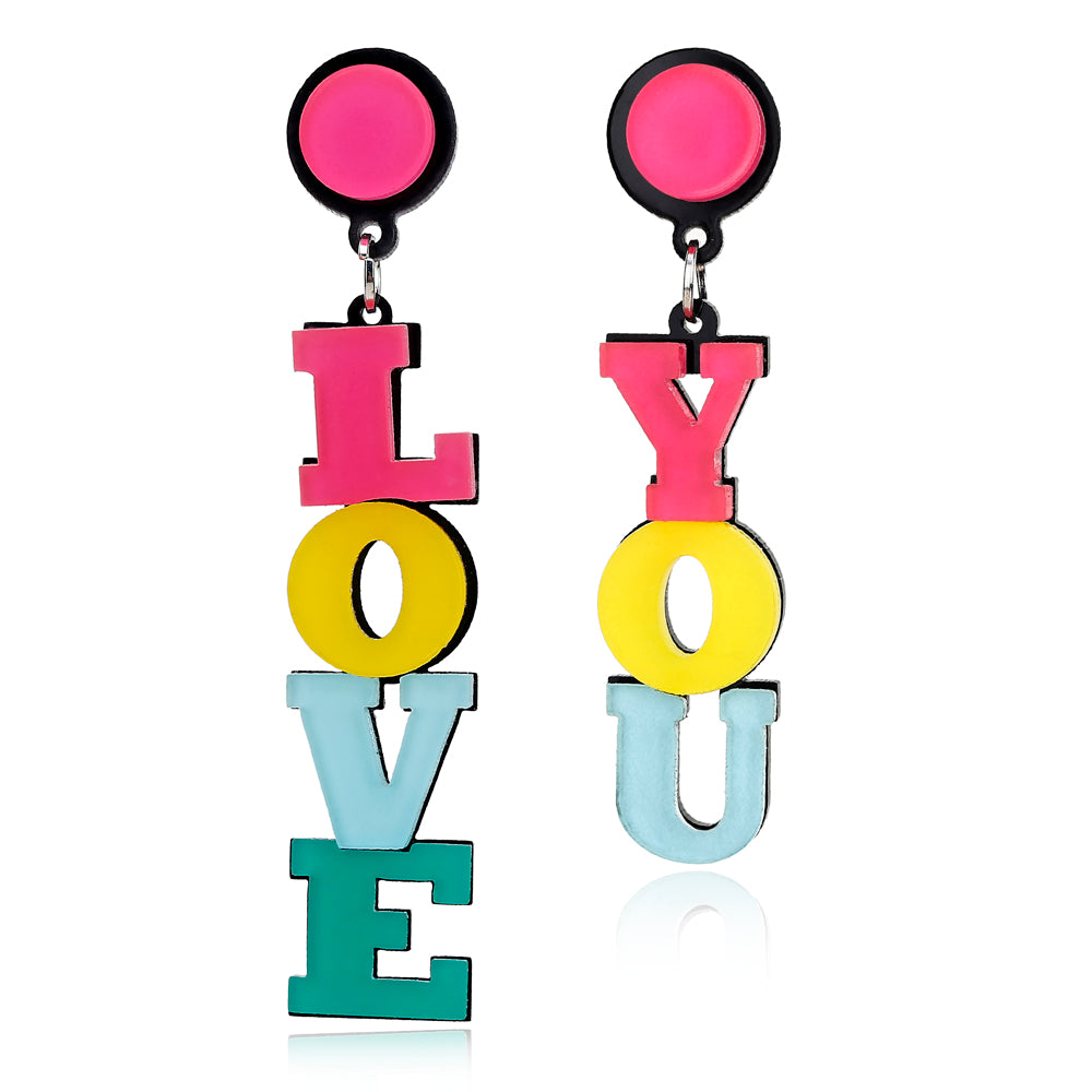 Brincos Love You - Letras Coloridas - REF1356 - PIME.pt