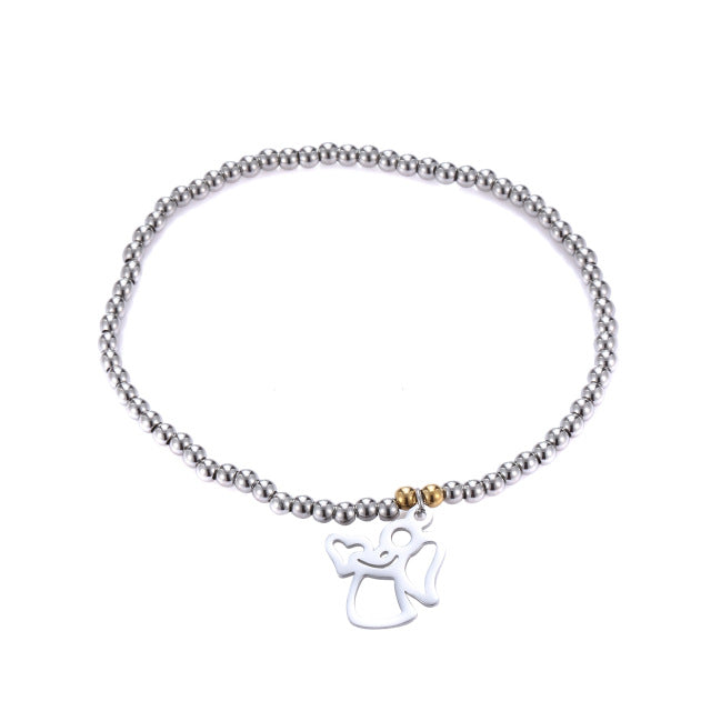 Pulseira com Amuleto - Anjo da Guarda e Coração - REF1360 - PIME.pt
