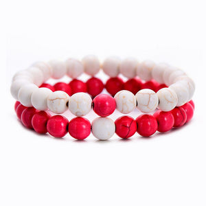 Pulseiras para Namorados com Pedras Vermelhas e Brancas - REF1107 - PIME.pt