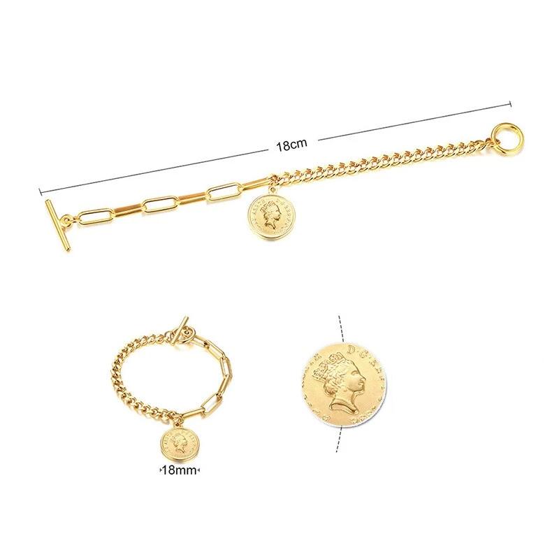 Pulseira com Moeda Pendente em Aço - REF1122 - PIME.pt