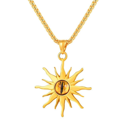 Colar Sol com Olho de Fogo em Aço - REF1134 - PIME.pt