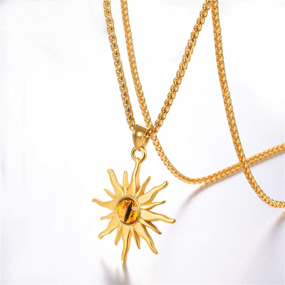 Colar Sol com Olho de Fogo em Aço - REF1134 - PIME.pt
