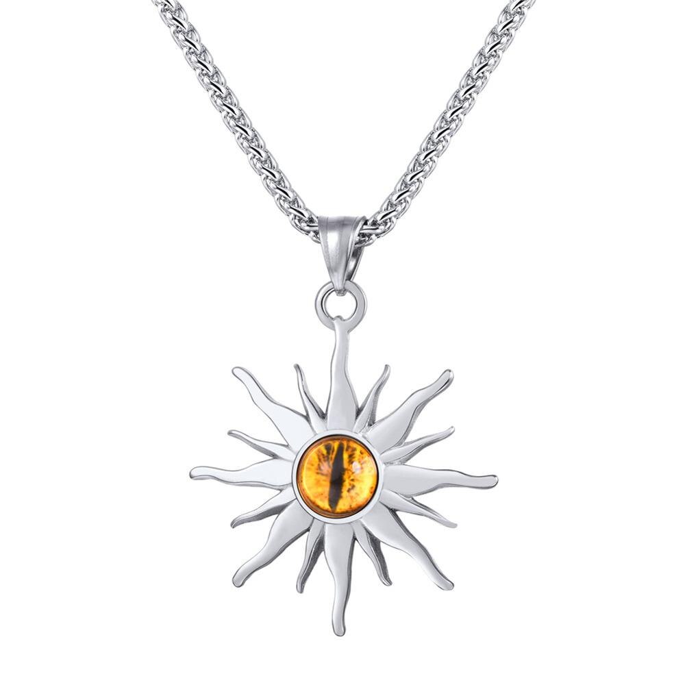 Colar Sol com Olho de Fogo em Aço - REF1134 - PIME.pt