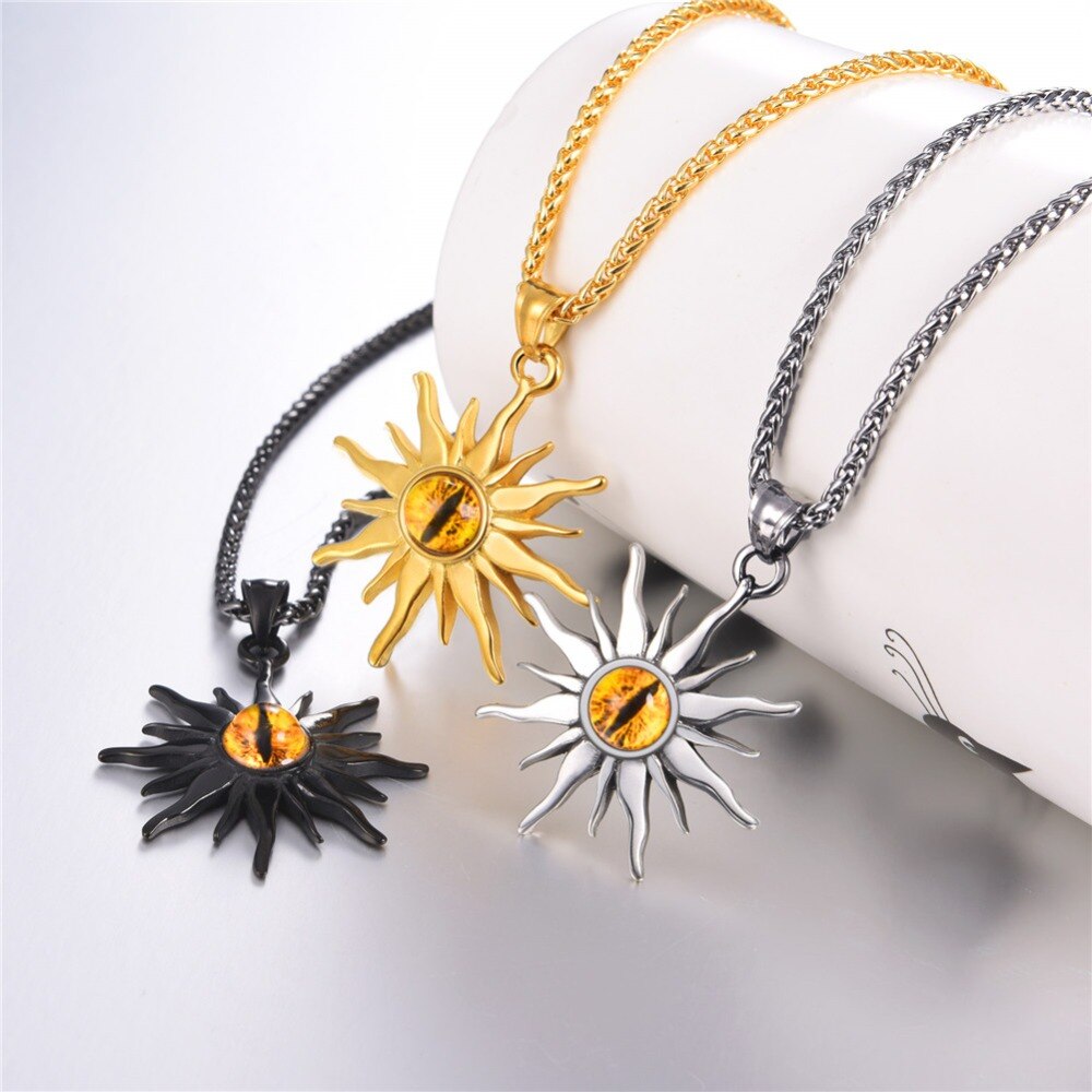 Colar Sol com Olho de Fogo em Aço - REF1134 - PIME.pt