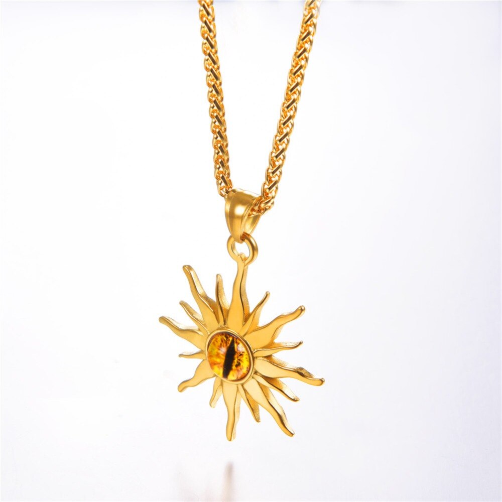Colar Sol com Olho de Fogo em Aço - REF1134 - PIME.pt
