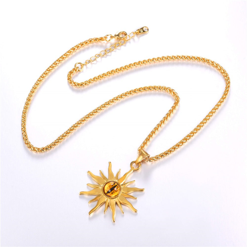 Colar Sol com Olho de Fogo em Aço - REF1134 - PIME.pt