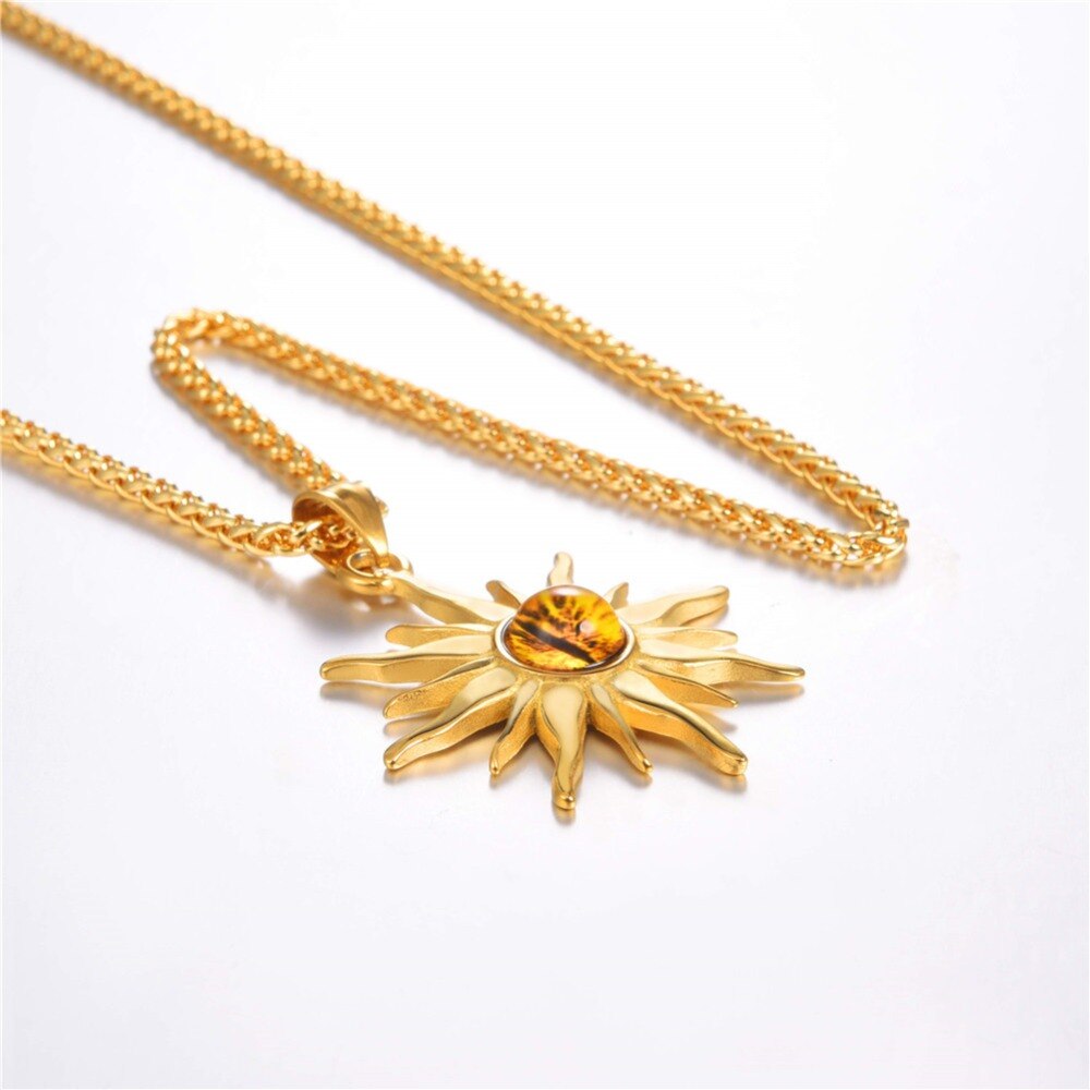 Colar Sol com Olho de Fogo em Aço - REF1134 - PIME.pt
