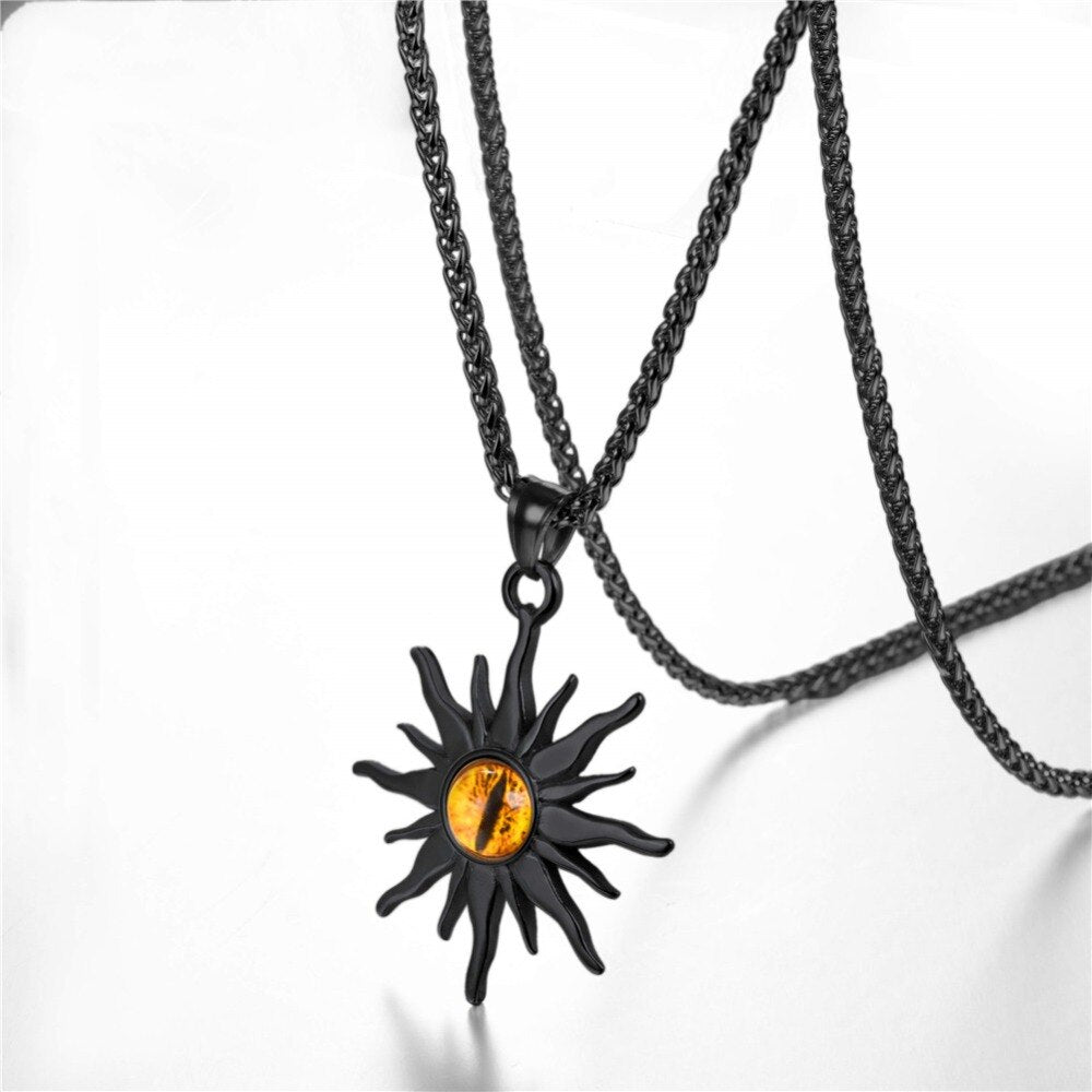 Colar Sol com Olho de Fogo em Aço - REF1134 - PIME.pt