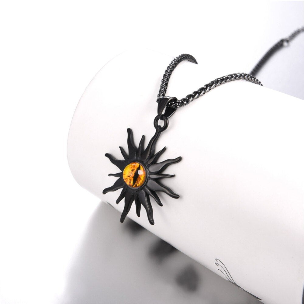 Colar Sol com Olho de Fogo em Aço - REF1134 - PIME.pt
