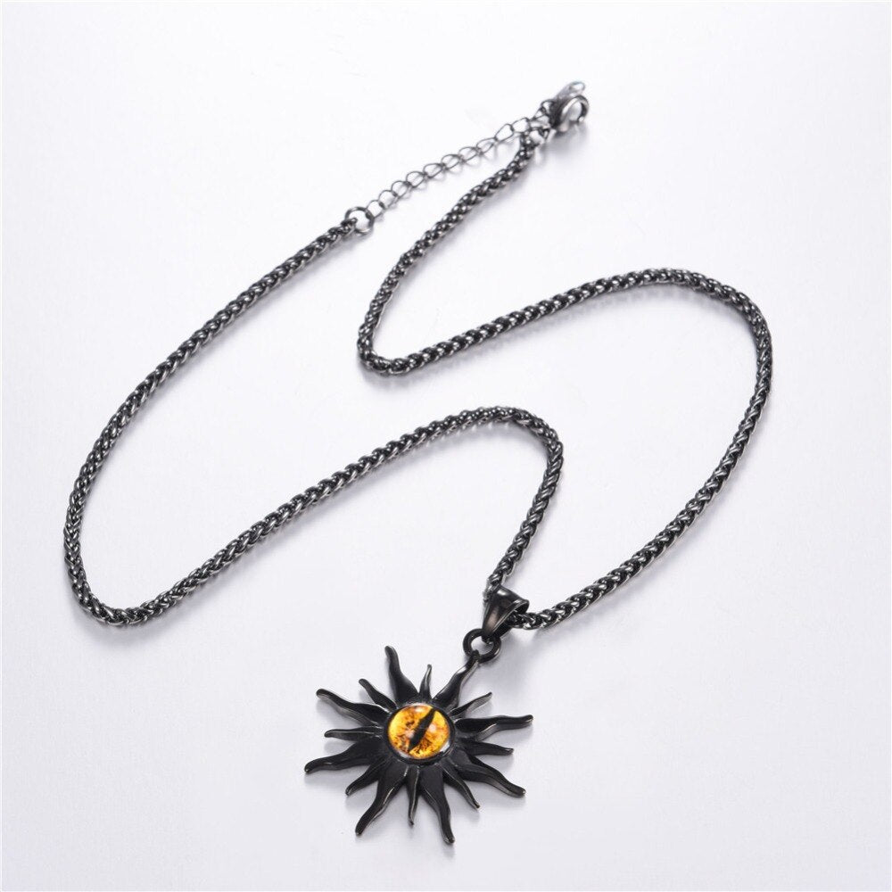 Colar Sol com Olho de Fogo em Aço - REF1134 - PIME.pt