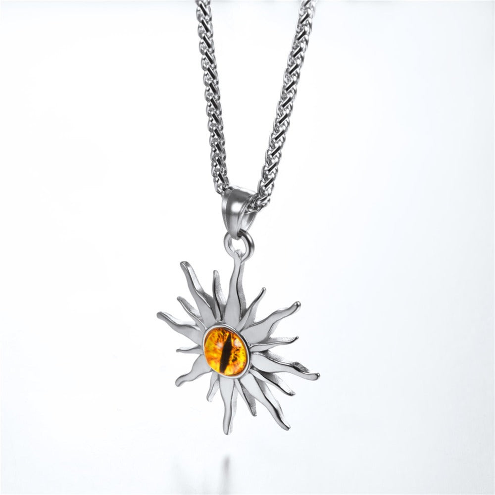 Colar Sol com Olho de Fogo em Aço - REF1134 - PIME.pt