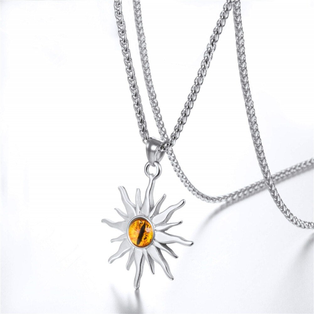 Colar Sol com Olho de Fogo em Aço - REF1134 - PIME.pt