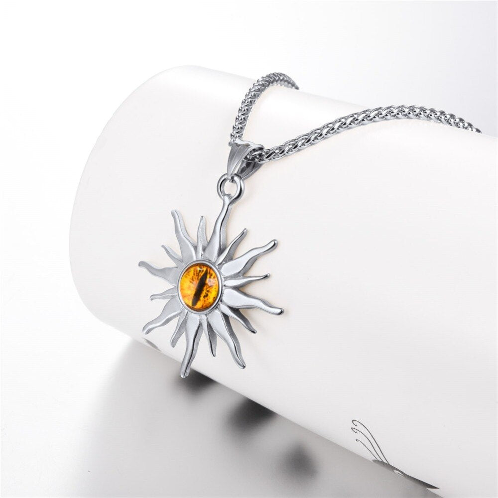Colar Sol com Olho de Fogo em Aço - REF1134 - PIME.pt