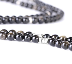 Japamala com Pedras Naturais Obsidiana e Pendente Árvore da Vida - REF1140 - PIME.pt