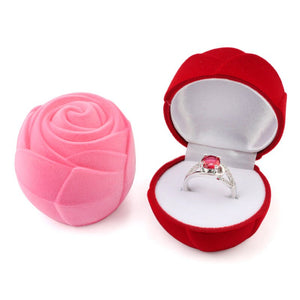 Caixa para Aliança/Anel de Casamento ou Namorado - Flor Rosa Aveludada - REF1143 - PIME.pt