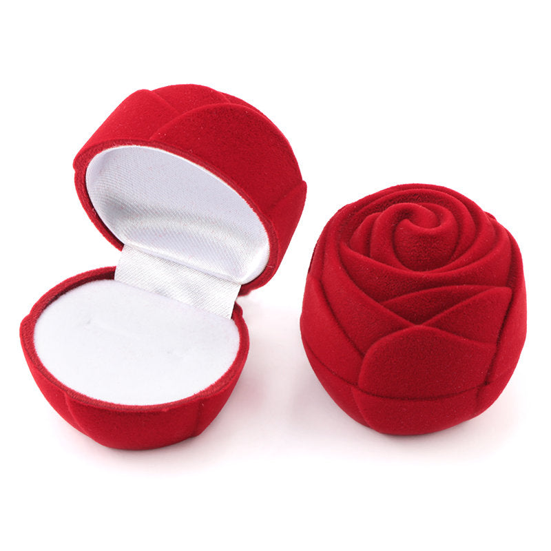 Caixa para Aliança/Anel de Casamento ou Namorado - Flor Rosa Aveludada - REF1143 - PIME.pt