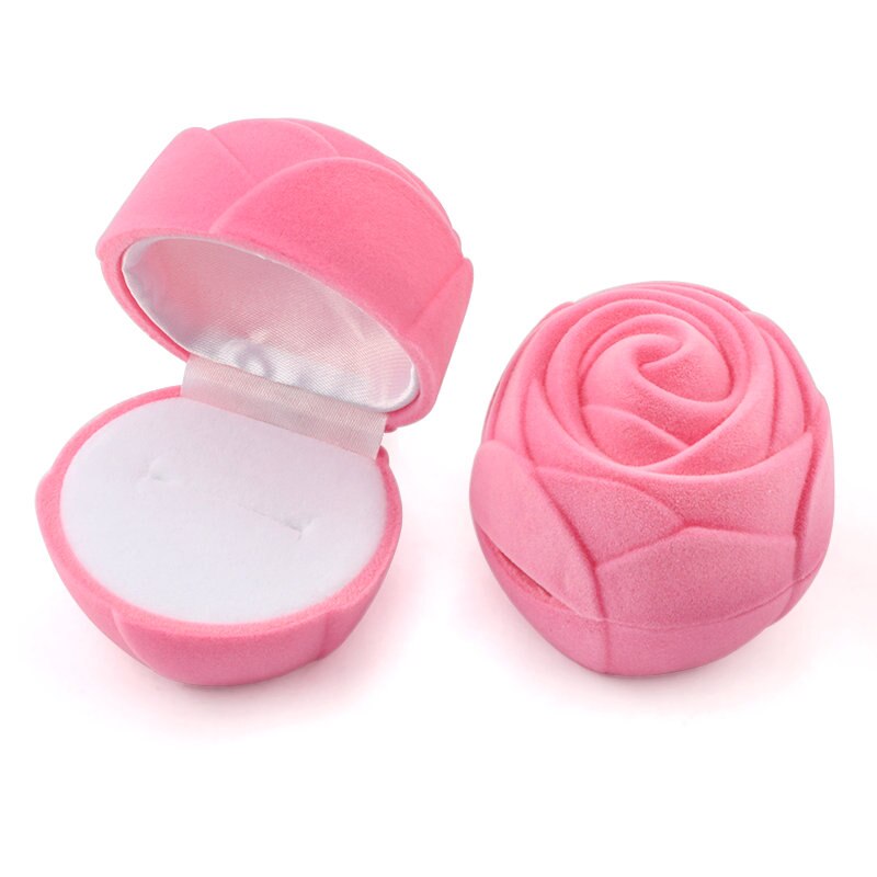 Caixa para Aliança/Anel de Casamento ou Namorado - Flor Rosa Aveludada - REF1143 - PIME.pt