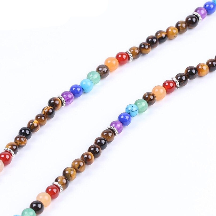 Japamala 7 Chakras com Pedra Naturais Olho de Tigre com Estrela e Tassel - REF1006
