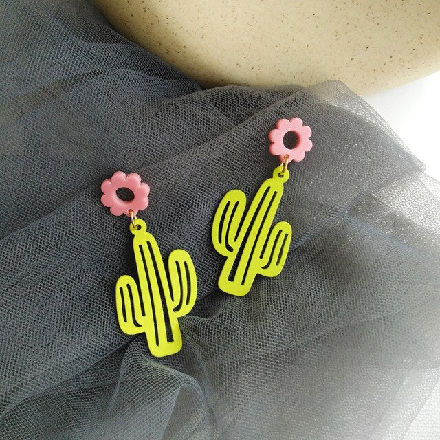 Brincos Stud Cacto com Flor Rosa - REF1202 - PIME.pt