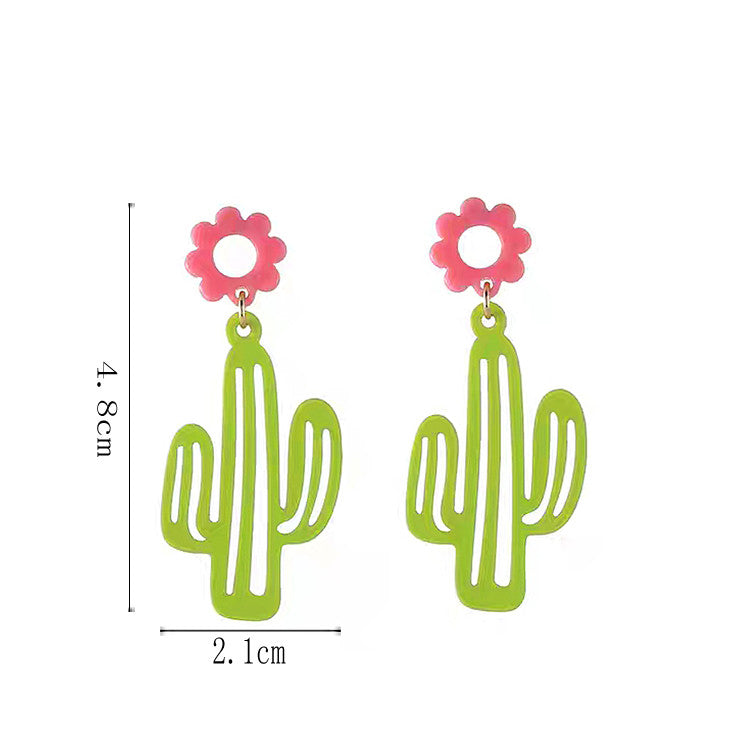 Brincos Stud Cacto com Flor Rosa - REF1202 - PIME.pt